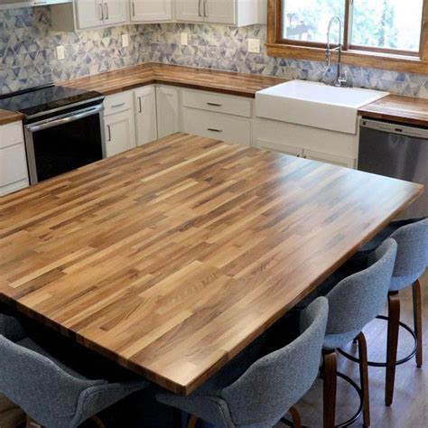 unfinished butcher block table top.